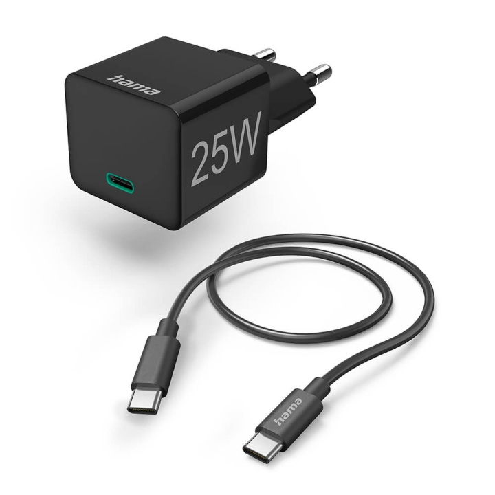 Hama Snabbladdare 1x USB-C med Kabel 25W PD 1,0m in de groep COMPUTERS & RANDAPPARATUUR / Computerkabels / USB / USB-C bij TP E-commerce Nordic AB (C30915)