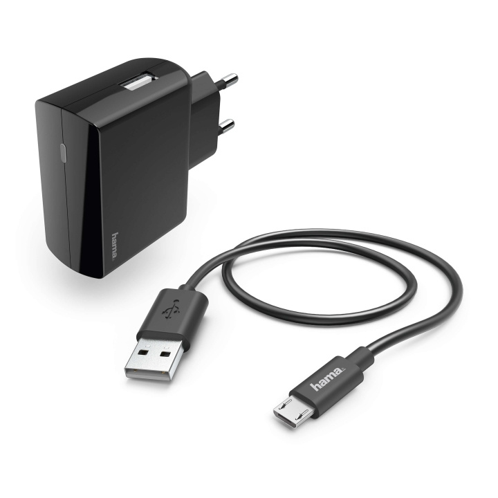 HAMA Laddare 220V Micro-USB 2.4A lös kabel 1m Svart in de groep SMARTPHONE & TABLETS / Opladers & Kabels / Wandoplader / Wandoplader microUSB bij TP E-commerce Nordic AB (C30949)