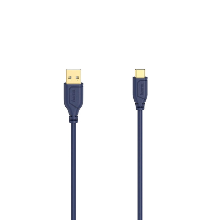 Hama Kabel USB-C Flexi-Slim USB-A-USB-C Guld Blå 0,75m in de groep COMPUTERS & RANDAPPARATUUR / Computerkabels / USB / USB-C bij TP E-commerce Nordic AB (C30969)