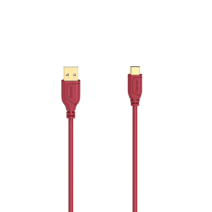 Hama Kabel USB-C Flexi-Slim USB-A-USB-C Guld Röd 0,75m in de groep COMPUTERS & RANDAPPARATUUR / Computerkabels / USB / USB-C bij TP E-commerce Nordic AB (C30970)