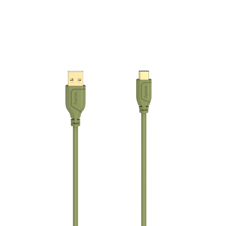 Hama Kabel USB-C Flexi-Slim USB-A-USB-C Guld Grön 0,75m in de groep COMPUTERS & RANDAPPARATUUR / Computerkabels / USB / USB-C bij TP E-commerce Nordic AB (C30971)