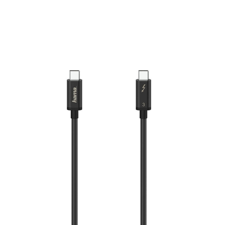 Hama Kabel USB-C Thunderbolt-3 40 Gbit/s Ultra-HD 5K 0,5 m Svart in de groep COMPUTERS & RANDAPPARATUUR / Computerkabels / USB / USB-C bij TP E-commerce Nordic AB (C30976)