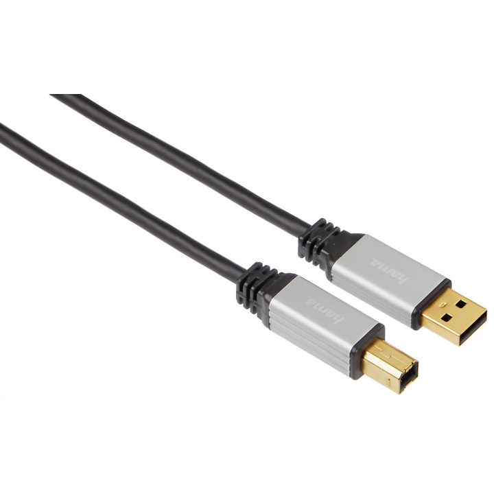 HAMA Kabel USB A-B Guld Pro Svart 5m in de groep COMPUTERS & RANDAPPARATUUR / Computerkabels / USB / USB-A / Kabels bij TP E-commerce Nordic AB (C31122)