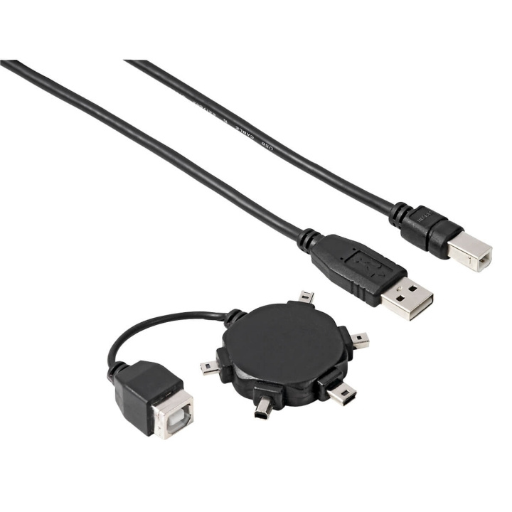 HAMA Kabel USB A-B Inkl 5x Adapter Svart 0.5m in de groep COMPUTERS & RANDAPPARATUUR / Computerkabels / USB / USB-A / Adapters bij TP E-commerce Nordic AB (C31158)