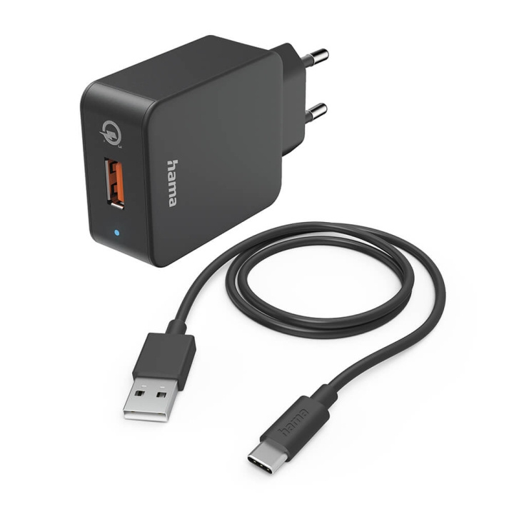 Hama Laddare 220V med USB-C-kabel Qualcomm 19,5W Svart in de groep SMARTPHONE & TABLETS / Opladers & Kabels / Wandoplader / Wandoplader Type C bij TP E-commerce Nordic AB (C31232)