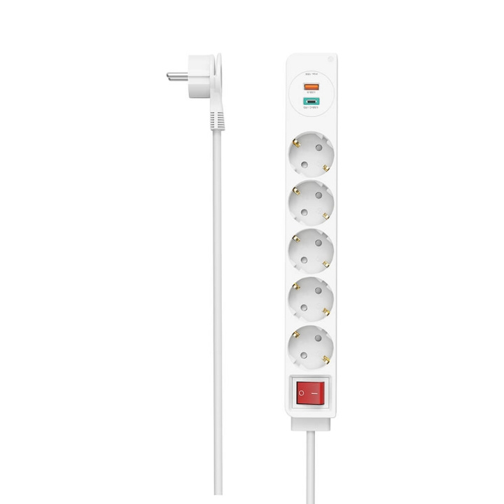 Hama Grenuttag 5-vägs + 2 USB utgångar 1.4 meter med strömbytare vit in de groep HUISHOUDEN & TUIN / Elektriciteit & Verlichting / Stekkerblokken bij TP E-commerce Nordic AB (C31239)
