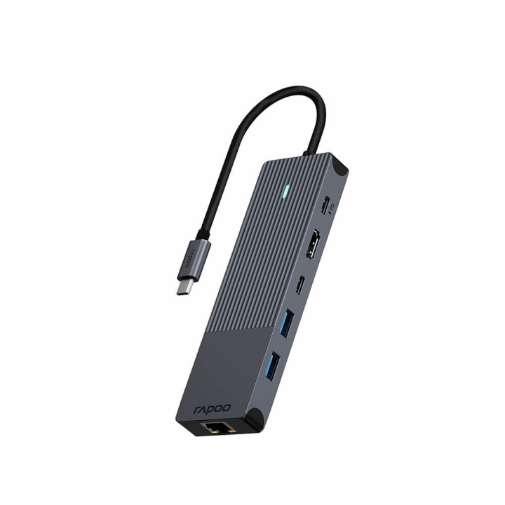 Rapoo Multiport USB-C UCM-2002 6-i-1 USB-C-Adapter in de groep COMPUTERS & RANDAPPARATUUR / Computeraccessoires / USB-hubs bij TP E-commerce Nordic AB (C32273)