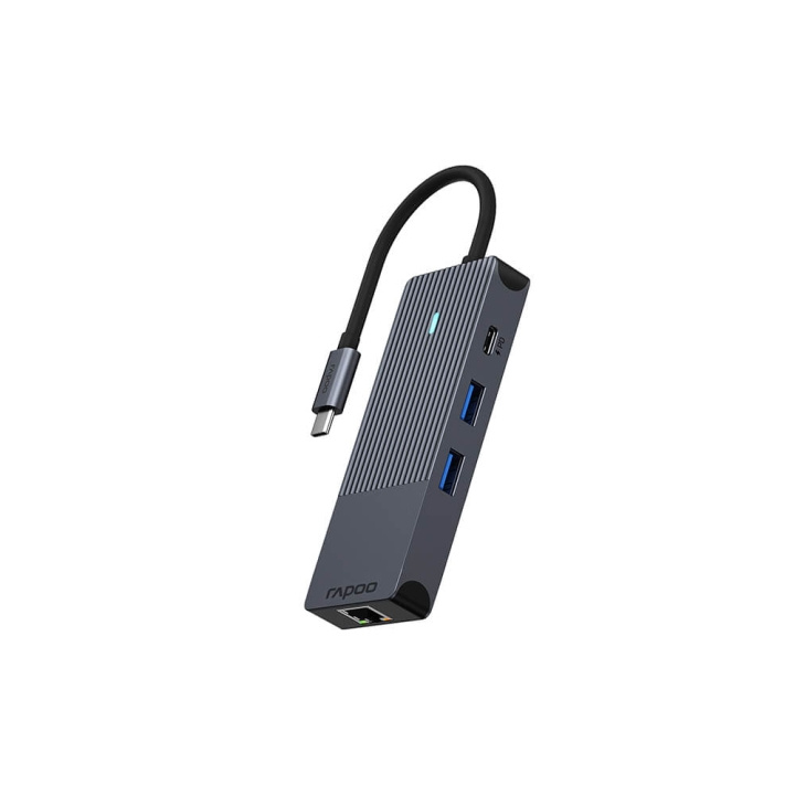 Rapoo Multiport USB-C UCM-2004 8-i-1 USB-C-Adapter in de groep COMPUTERS & RANDAPPARATUUR / Computeraccessoires / USB-hubs bij TP E-commerce Nordic AB (C32274)