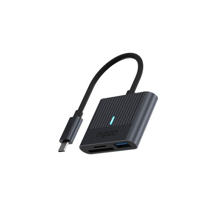 Rapoo UCR-3001 USB-C Kortläsare in de groep HOME ELECTRONICS / Opslagmedia / Geheugenkaarten / Adapters bij TP E-commerce Nordic AB (C32277)