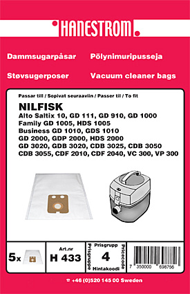 hanestroem Dammsugarpåsar Hanestrom Nilfisk GD 1000 in de groep HUISHOUDEN & TUIN / Schoonmaakproducten / Stofzuigers & Accessoires / Accessoires / Stofzuigerzakken bij TP E-commerce Nordic AB (C33210)