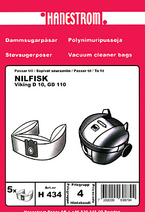 hanestroem Dammsugarpåsar Hanestrom Nilfisk Viking D10.GD110. 5P in de groep HUISHOUDEN & TUIN / Schoonmaakproducten / Stofzuigers & Accessoires / Accessoires / Stofzuigerzakken bij TP E-commerce Nordic AB (C33211)