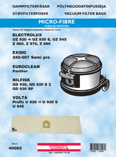 hanestroem Dammsugarpåsar Hanestrom Nilfisk GD 930 syntet 5st in de groep HUISHOUDEN & TUIN / Schoonmaakproducten / Stofzuigers & Accessoires / Accessoires / Stofzuigerzakken bij TP E-commerce Nordic AB (C33223)