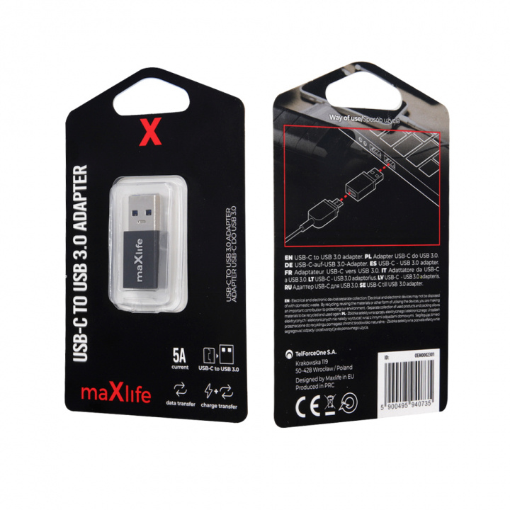Maxlife USB-C naar USB 3.0-adapter in de groep SMARTPHONE & TABLETS / Opladers & Kabels / Adapters bij TP E-commerce Nordic AB (C33680)