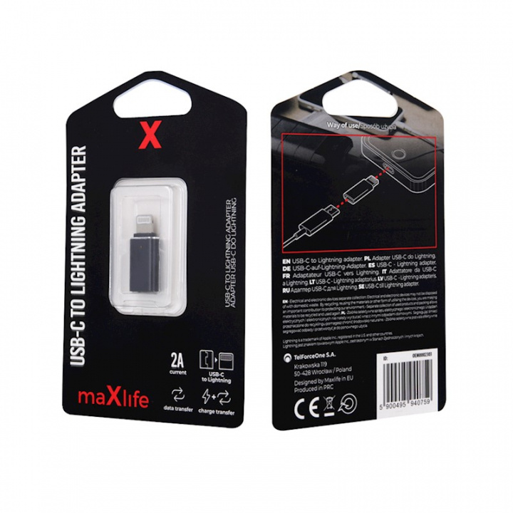 Maxlife USB-C naar Lightning-adapter in de groep SMARTPHONE & TABLETS / Opladers & Kabels / Adapters bij TP E-commerce Nordic AB (C33681)