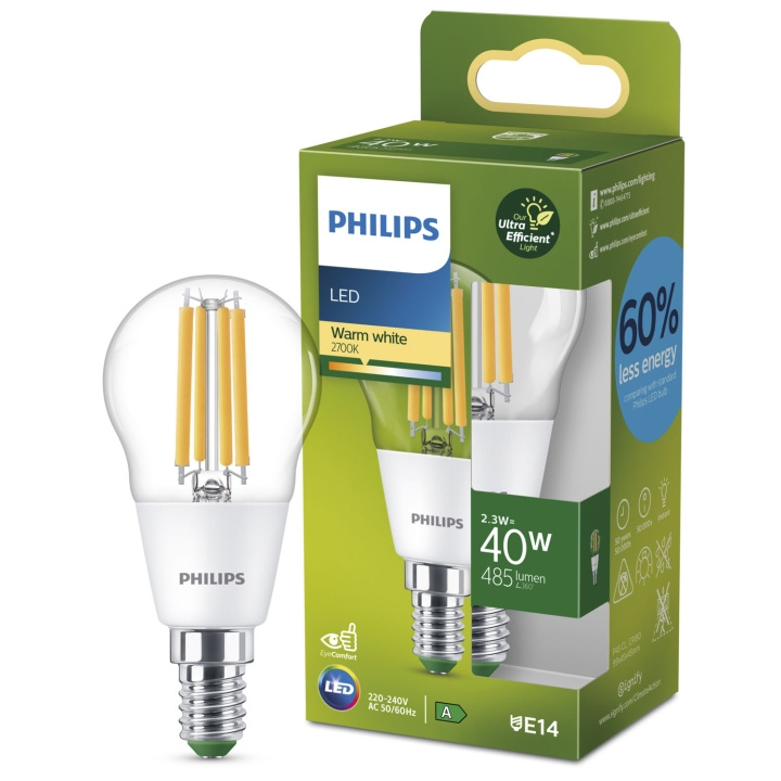Philips LED E14 P45 Klot 2,3W (40W) Klar 485lm 2700K Energiklass A in de groep HOME ELECTRONICS / Verlichting / LED-lampen bij TP E-commerce Nordic AB (C33741)
