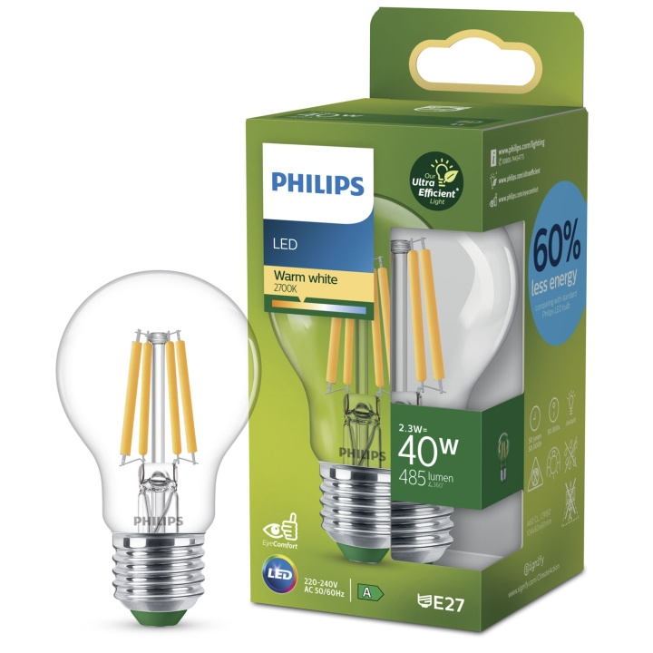 Philips LED E27 Normal 2,3W (40W) Klar 485lm 2700K Energiklass A in de groep HOME ELECTRONICS / Verlichting / LED-lampen bij TP E-commerce Nordic AB (C33743)