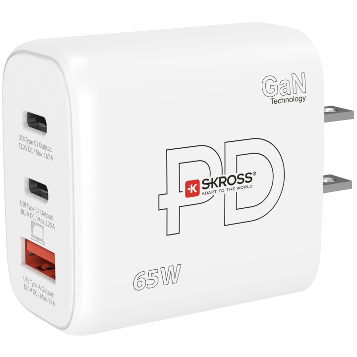 SKROSS Power Charger US/Japan mfl. 2xUSB-C PD + 1xUSB-A GaN 65W in de groep HUISHOUDEN & TUIN / Elektriciteit & Verlichting / Reisadapters bij TP E-commerce Nordic AB (C33813)