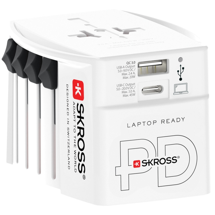 SKROSS World Adapter MUV 1xUSB-C PD 1xUSB-A 45W in de groep HUISHOUDEN & TUIN / Elektriciteit & Verlichting / Reisadapters bij TP E-commerce Nordic AB (C33814)