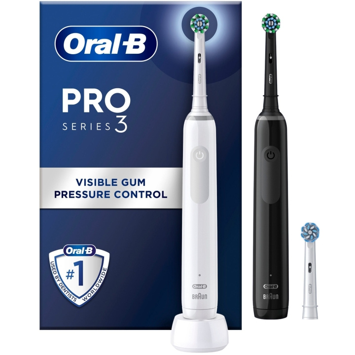 Oral B Eltandborste Pro3 Duo Black / White in de groep BEAUTY & HEALTH / Mondverzorging / Elektrische tandenborstels bij TP E-commerce Nordic AB (C33849)