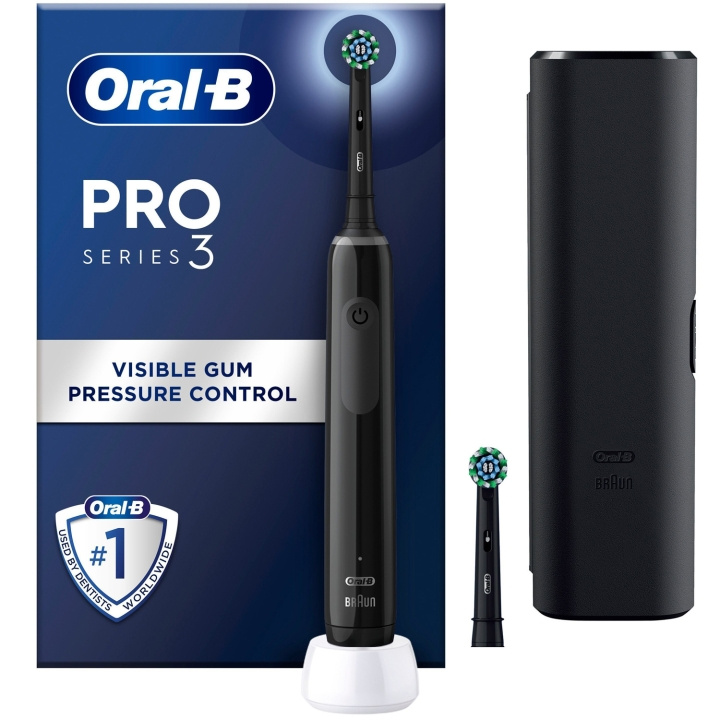 Oral B Eltandborste Pro3 Black + Extra Refill + TC in de groep BEAUTY & HEALTH / Mondverzorging / Elektrische tandenborstels bij TP E-commerce Nordic AB (C33855)