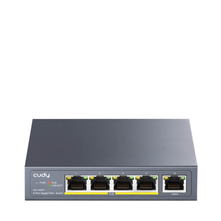 Cudy Switch GS1005P 5-port Gigabit PoE+ 60W in de groep COMPUTERS & RANDAPPARATUUR / Netwerk / Schakelaars / 10/100/1000Mbps bij TP E-commerce Nordic AB (C34682)