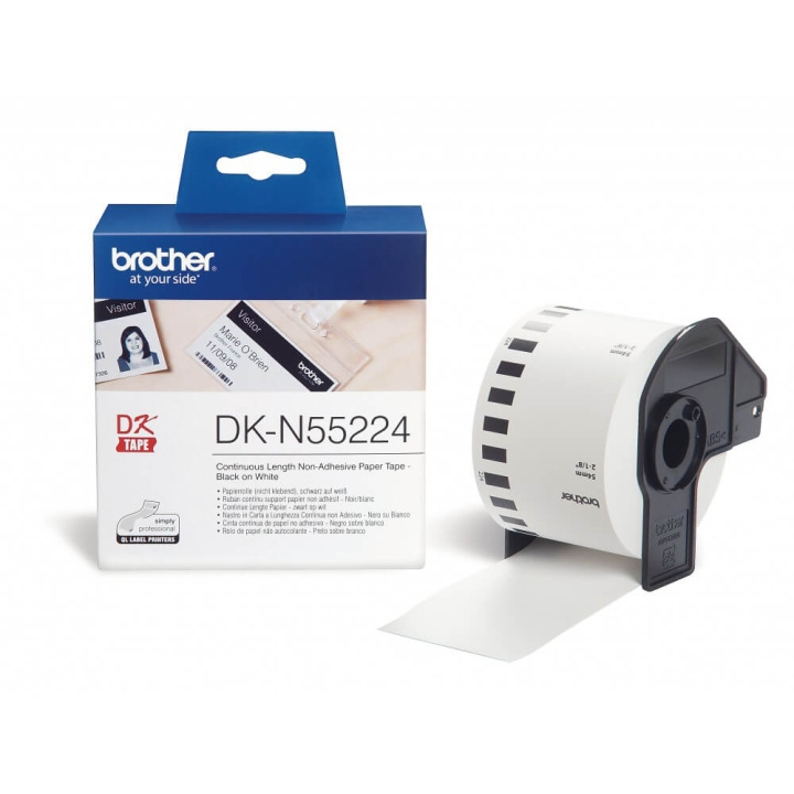 Brother Tape DK-N55224 54mm Svart på Vit in de groep COMPUTERS & RANDAPPARATUUR / Printers & Accessoires / Printers / Label machines & Accessoires / Etiketten bij TP E-commerce Nordic AB (C34690)