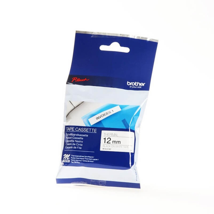 Brother Tape M-K231BZ 12mm Svart på Vit in de groep COMPUTERS & RANDAPPARATUUR / Printers & Accessoires / Printers / Label machines & Accessoires / Etiketten bij TP E-commerce Nordic AB (C34704)