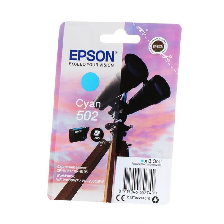 EPSON Bläck C13T02V24010 502 Cyan, Binoculars in de groep COMPUTERS & RANDAPPARATUUR / Printers & Accessoires / Inkt & Toner / Inktpatronen / Epson bij TP E-commerce Nordic AB (C34812)