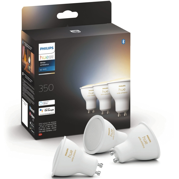 Philips Hue White Ambiance GU10 3-pack in de groep HUISHOUDEN & TUIN / Smart home / Slimme verlichting bij TP E-commerce Nordic AB (C35376)