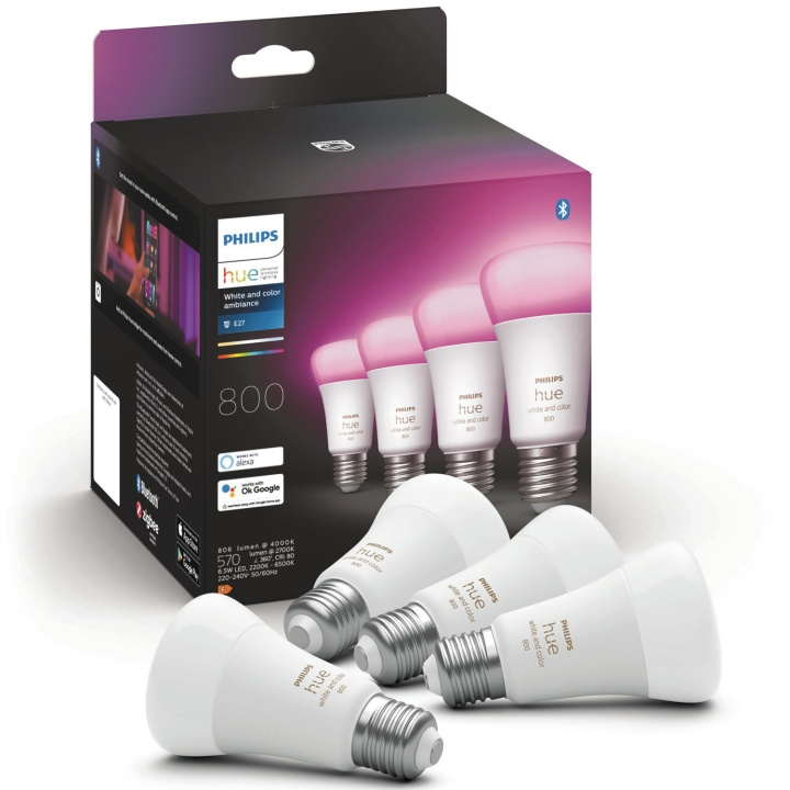 Philips Hue White Color Ambiance E27 4-pack in de groep HUISHOUDEN & TUIN / Smart home / Slimme verlichting bij TP E-commerce Nordic AB (C35377)