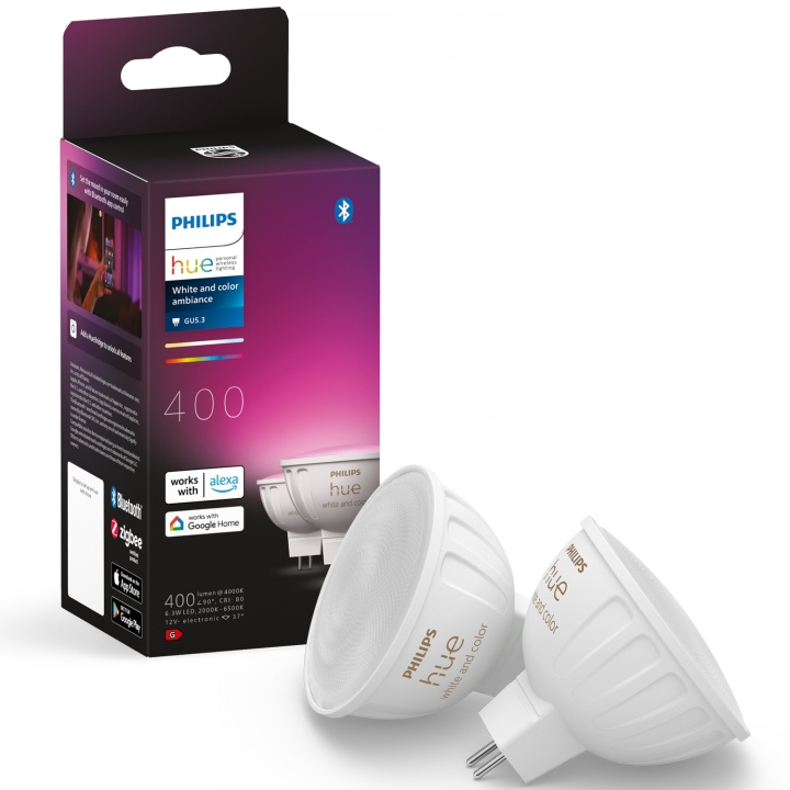 Philips Hue White Color Ambiance GU5.3 MR16 12V 400lm 2-pack in de groep HUISHOUDEN & TUIN / Smart home / Slimme verlichting bij TP E-commerce Nordic AB (C35393)