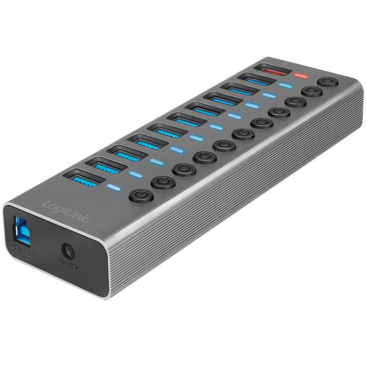 LogiLink USB-hub 10+1-port med separata På/Av-knappar USB 3.2 Gen 1 in de groep COMPUTERS & RANDAPPARATUUR / Computeraccessoires / USB-hubs bij TP E-commerce Nordic AB (C35395)