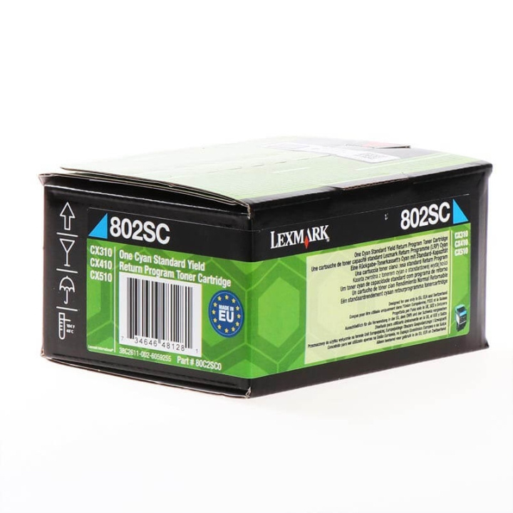 Lexmark Toner 80C2SC0 802 Cyan, Return in de groep COMPUTERS & RANDAPPARATUUR / Printers & Accessoires / Inkt & Toner / Toner / Lexmark bij TP E-commerce Nordic AB (C36733)