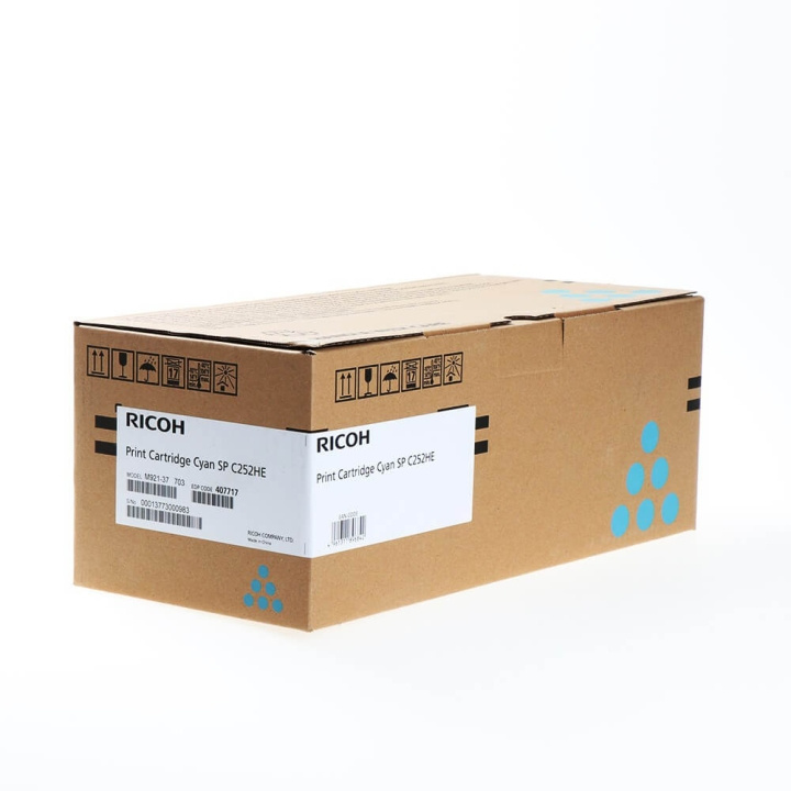 Ricoh Toner 407717 SP C252HE Cyan in de groep COMPUTERS & RANDAPPARATUUR / Printers & Accessoires / Inkt & Toner / Toner / Ricoh bij TP E-commerce Nordic AB (C37091)