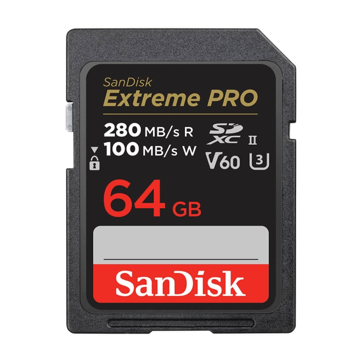 SanDisk Extreme Pro 64GB 280MB/s V60 C10 UHS-II in de groep HOME ELECTRONICS / Opslagmedia / Geheugenkaarten / SD/SDHC/SDXC bij TP E-commerce Nordic AB (C38406)