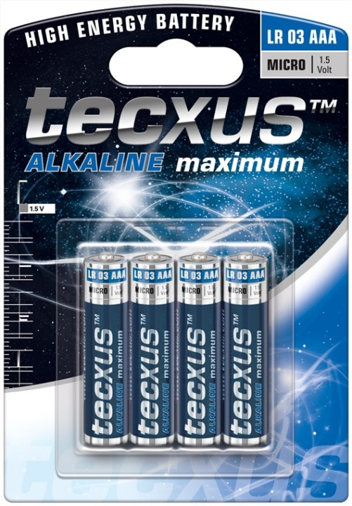 tecxus LR03/AAA (Micro) batterij, 4 stks. blister Alkali-mangaan batterij (alkaline), 1,5 V in de groep HOME ELECTRONICS / Batterijen & Opladers / Batterijen / AAA bij TP E-commerce Nordic AB (C38845)