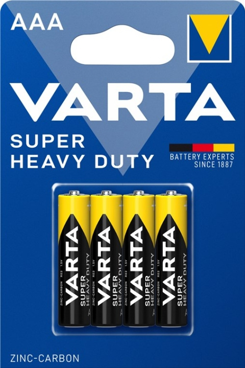 Varta R03/AAA (Micro) (2003) batterij, 4 stks. blister Zink-koolstof-batterij, 1,5 V in de groep HOME ELECTRONICS / Batterijen & Opladers / Batterijen / AAA bij TP E-commerce Nordic AB (C38890)