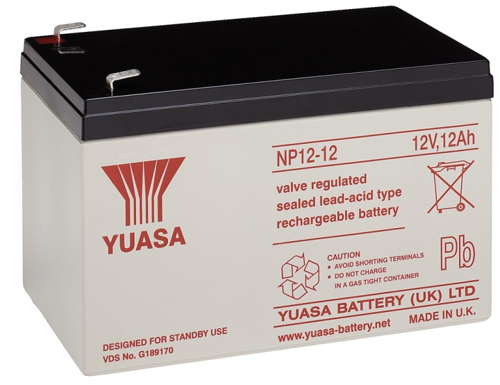 Yuasa Loodaccu 12 V, 12 Ah (NP12-12) Loodaccu, VdS in de groep HOME ELECTRONICS / Batterijen & Opladers / Oplaadbare batterijen / Lood batterijen bij TP E-commerce Nordic AB (C38906)