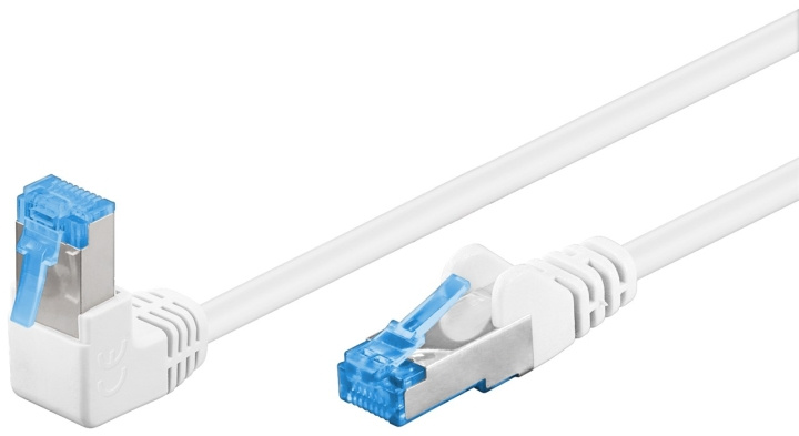 Goobay CAT 6A netwerkkabel 1x 90° haaks, S/FTP (PiMF), wit, 2 m kopergeleider (CU), halogeenvrije kabelmantel (LSZH), vergrendelingsbescherming aan de bovenkant in de groep COMPUTERS & RANDAPPARATUUR / Computerkabels / Netwerkkabels / Cat6 bij TP E-commerce Nordic AB (C39046)