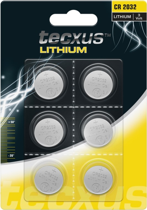 tecxus CR2032 batterij, 6 stks. in blister lithium knoopcel, 3 V in de groep HOME ELECTRONICS / Batterijen & Opladers / Batterijen / Knoopcel bij TP E-commerce Nordic AB (C39061)