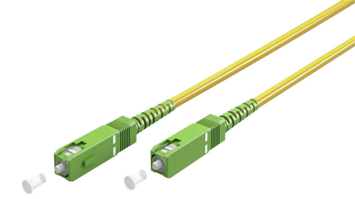 Goobay Glasvezelkabel (FTTH), Singlemode (OS2) Yellow, geel (Simplex), 0,5 m optische vezel, SC-APC (8°) stekker > SC-APC (8°) stekker, halogeenvrije kabelmantel (LSZH) in de groep COMPUTERS & RANDAPPARATUUR / Computerkabels / Netwerkkabels / Glasvezelbekabeling bij TP E-commerce Nordic AB (C39112)