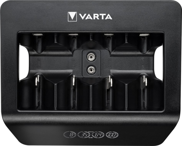 Varta LCD Universal Charger+ (type 57688) laadt 1x 9 V batterij of maximaal 4x AA batterijen, AAA batterijen, C of D batterijen (NiMH) tegelijk op in de groep HOME ELECTRONICS / Batterijen & Opladers / Batterijoplader bij TP E-commerce Nordic AB (C39146)