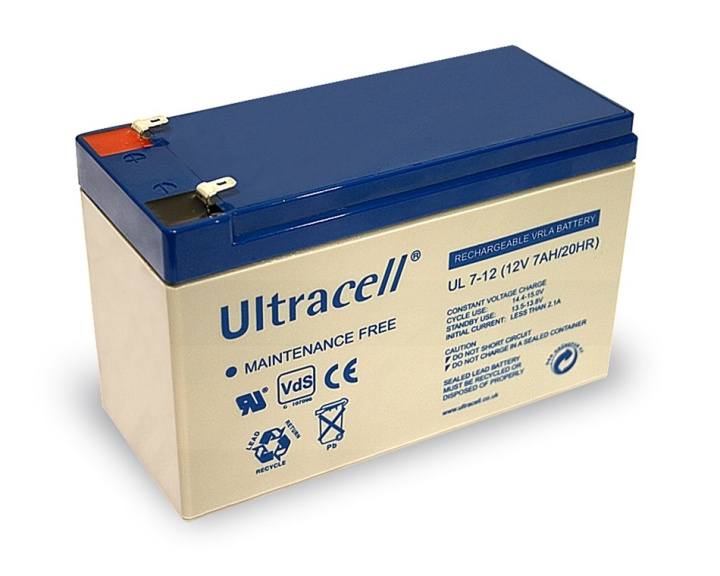 Ultracell Loodaccu 12 V, 7 Ah (UL7-12) Faston (4,8 mm) Loodaccu, VdS in de groep HOME ELECTRONICS / Batterijen & Opladers / Oplaadbare batterijen / Lood batterijen bij TP E-commerce Nordic AB (C39424)