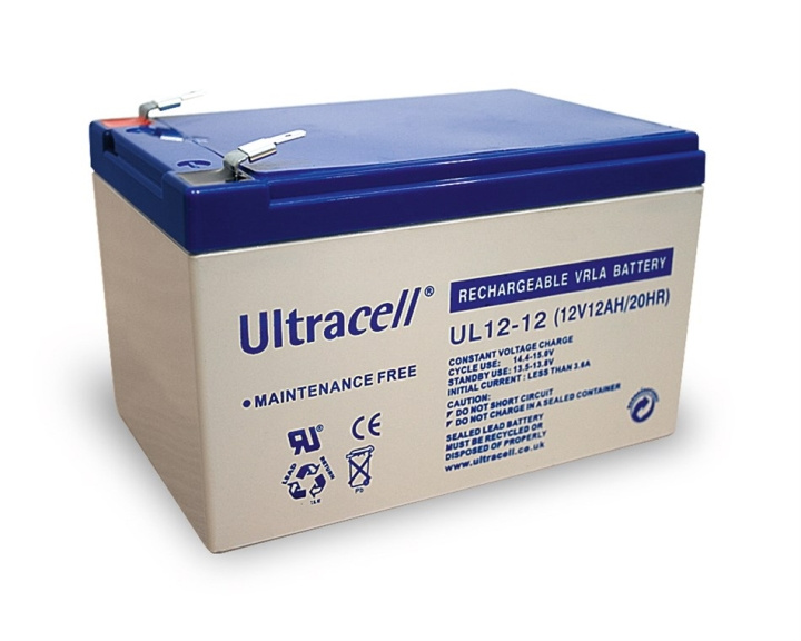 Ultracell Loodaccu 12 V, 12 Ah (UL12-12) Faston (4,8 mm) Loodaccu, VdS in de groep HOME ELECTRONICS / Batterijen & Opladers / Oplaadbare batterijen / Lood batterijen bij TP E-commerce Nordic AB (C39425)