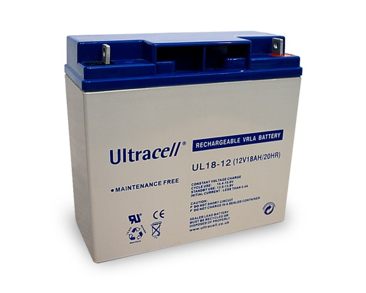 Ultracell Loodaccu 12 V, 18 Ah (UC18-12) Schroefdraad (M5) Loodaccu in de groep HOME ELECTRONICS / Batterijen & Opladers / Oplaadbare batterijen / Lood batterijen bij TP E-commerce Nordic AB (C39426)