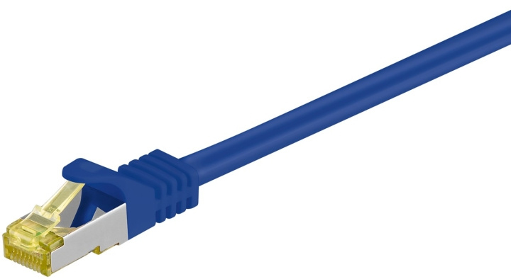 Goobay RJ45 netwerkkabel S/FTP (PiMF), 500 MHz, met CAT 7 ruwe kabel, blauw, 0,25 m LSZH halogeenvrije kabelmantel, koper, RJ45-connector (CAT 6A) in de groep COMPUTERS & RANDAPPARATUUR / Computerkabels / Netwerkkabels / Cat7 bij TP E-commerce Nordic AB (C39442)