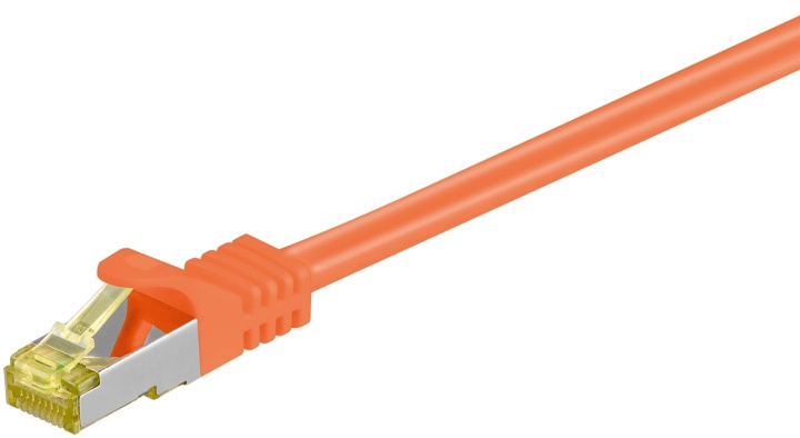 Goobay RJ45 netwerkkabel S/FTP (PiMF), 500 MHz, met CAT 7 ruwe kabel, oranje, 0,25 m LSZH halogeenvrije kabelmantel, koper, RJ45-connector (CAT 6A) in de groep COMPUTERS & RANDAPPARATUUR / Computerkabels / Netwerkkabels / Cat7 bij TP E-commerce Nordic AB (C39447)