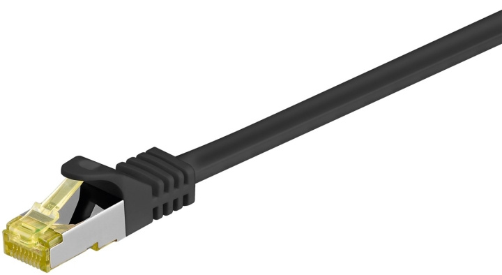 Goobay RJ45 netwerkkabel S/FTP (PiMF), 500 MHz, met CAT 7 ruwe kabel, zwart, 0,25 m LSZH halogeenvrije kabelmantel, koper, RJ45-connector (CAT 6A) in de groep COMPUTERS & RANDAPPARATUUR / Computerkabels / Netwerkkabels / Cat7 bij TP E-commerce Nordic AB (C39449)