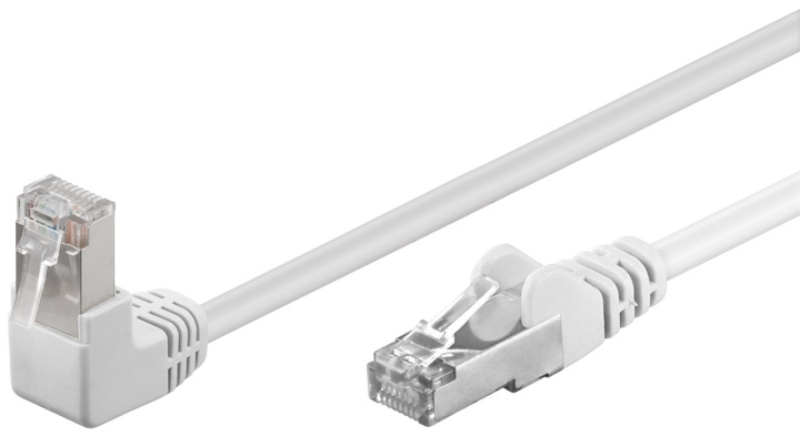 Goobay CAT 5e netwerkkabel 1x 90° haaks, F/UTP, wit, 0,25 m met koper beklede aluminium geleider (CCA), 1x RJ45-stekker 90° (8P8C) in de groep COMPUTERS & RANDAPPARATUUR / Computerkabels / Netwerkkabels / Cat5e bij TP E-commerce Nordic AB (C39793)