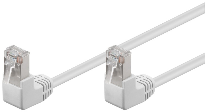 Goobay CAT 5e netwerkkabel 2x 90° haaks, F/UTP, wit, 0,25 m met koper beklede aluminium geleider (CCA), 2x RJ45-stekker 90° (8P8C) in de groep COMPUTERS & RANDAPPARATUUR / Computerkabels / Netwerkkabels / Cat5e bij TP E-commerce Nordic AB (C39996)